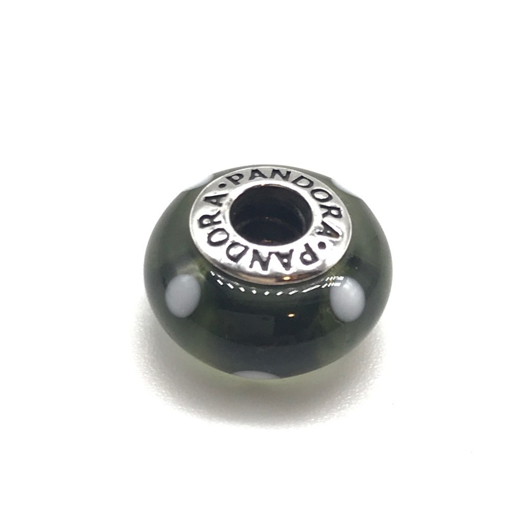 Pandora White Dotted Murano Glass Charm